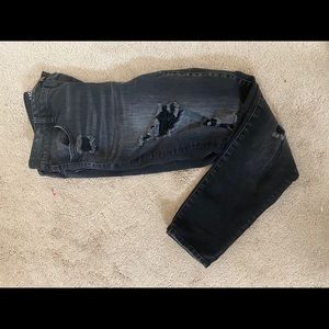American Eagle black ripped super stretch highrise